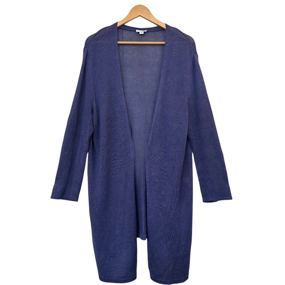 J Jill Long Length Duster Open Front Cardigan Womens XL Linen Blend Lagenlook - Picture 16 of 16